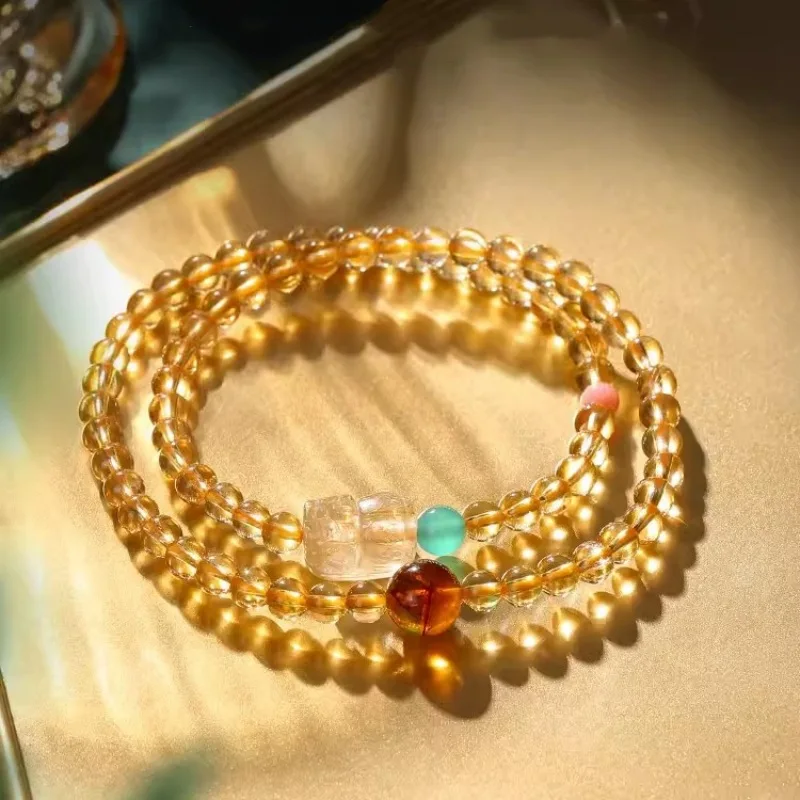 

Женский браслет Pixiu Double Multi Circle с желтыми бусинами