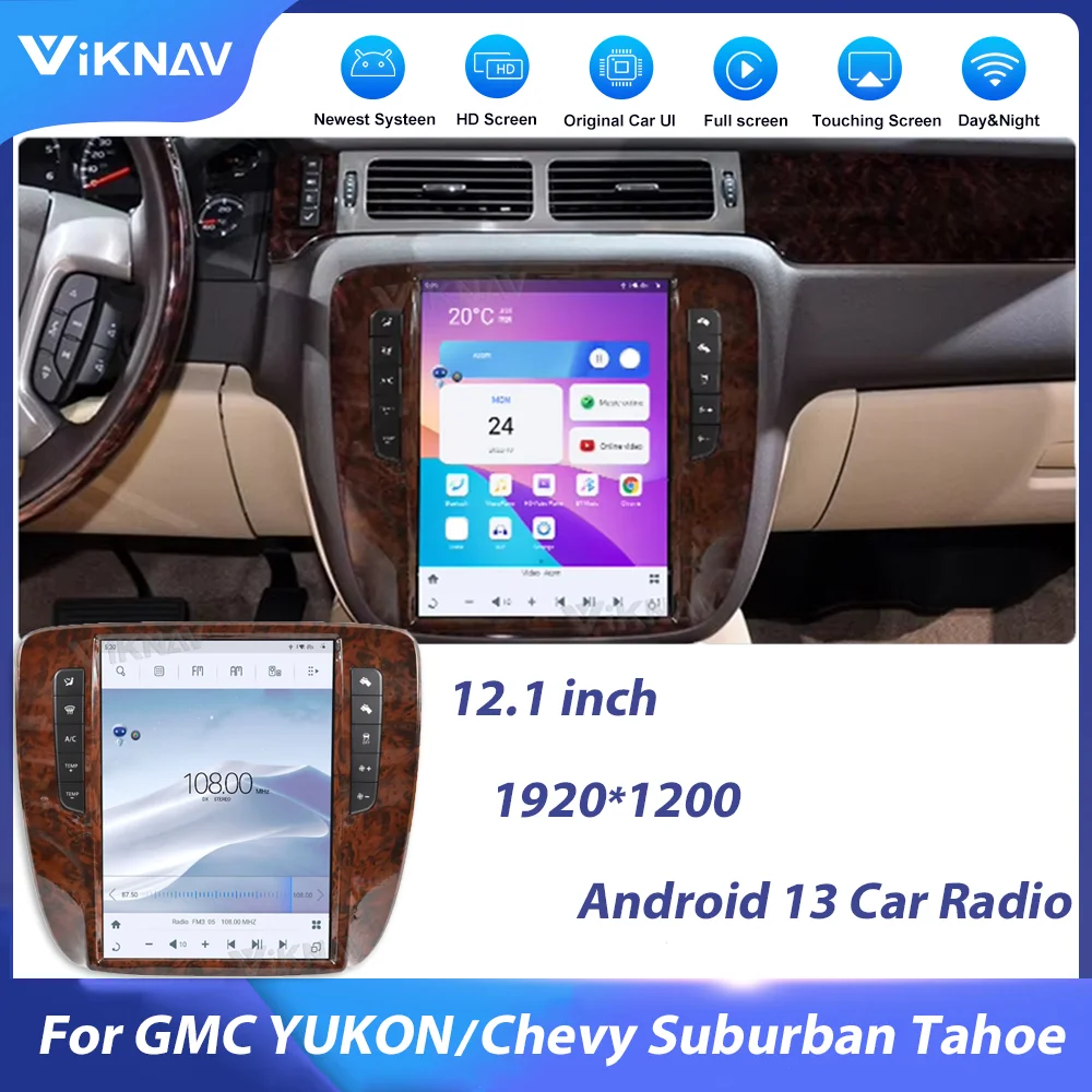 

Автомагнитола VIKNAV 12,1 дюйма для GMC Yukon/ Chevrolet Tahoe 2007-2013 Android 13 с GPS-навигацией, мультимедийный плеер, головное устройство