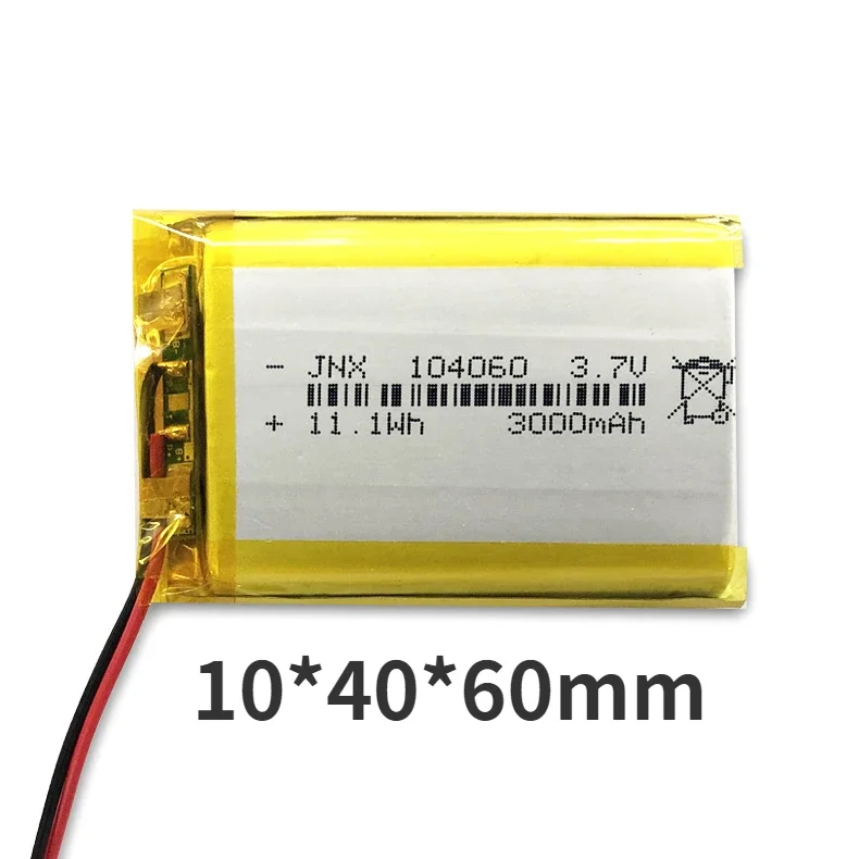 104060 3.7V 3000mAh Polymer Lithium Battery for Bluetooth Speaker Stall Light Shaver Battery Locator Doorbell Humidifie