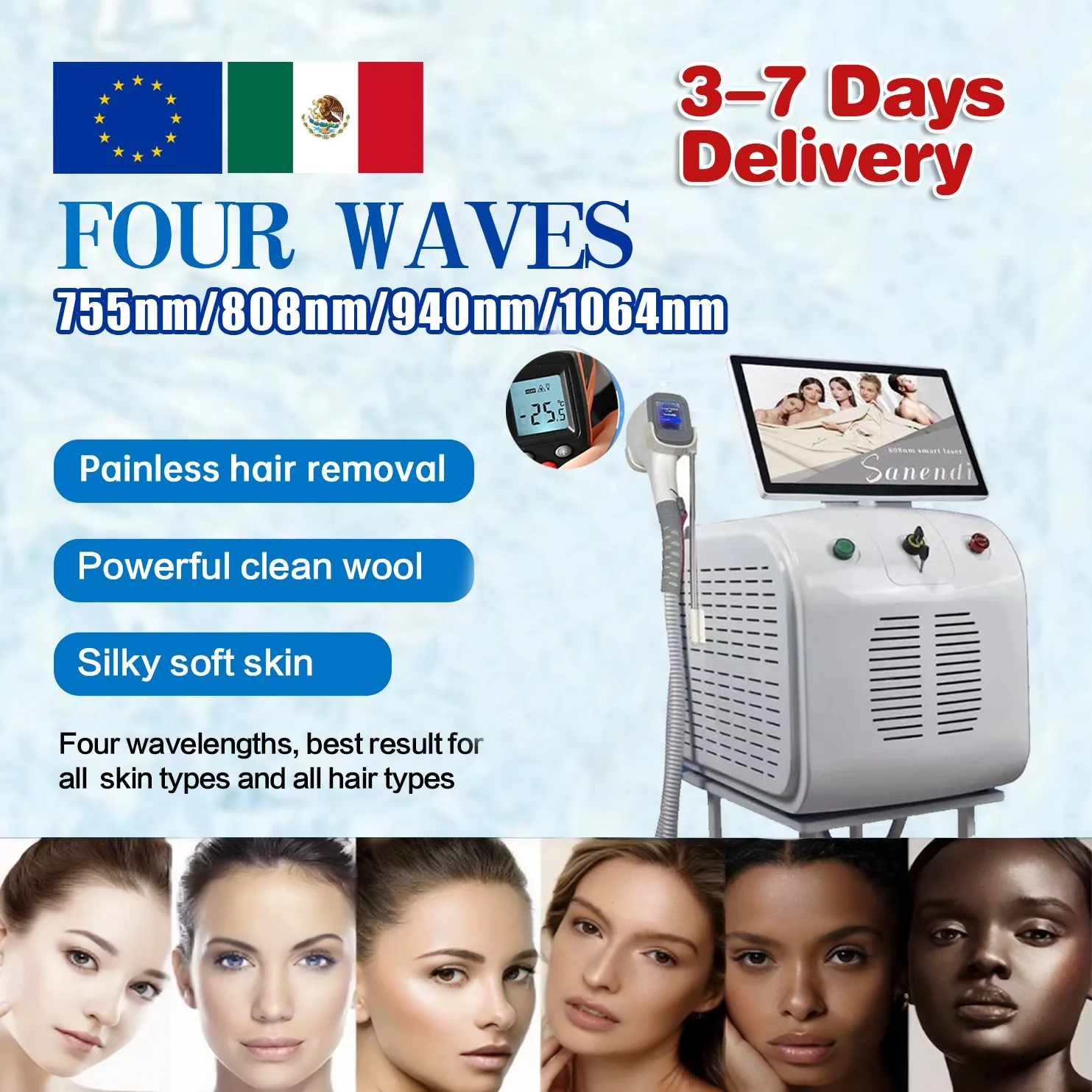 2025Diode Laser Hair Removal Machine 3500W depiladora laser Penetration Permanent  ice painless high power cooling system beauty