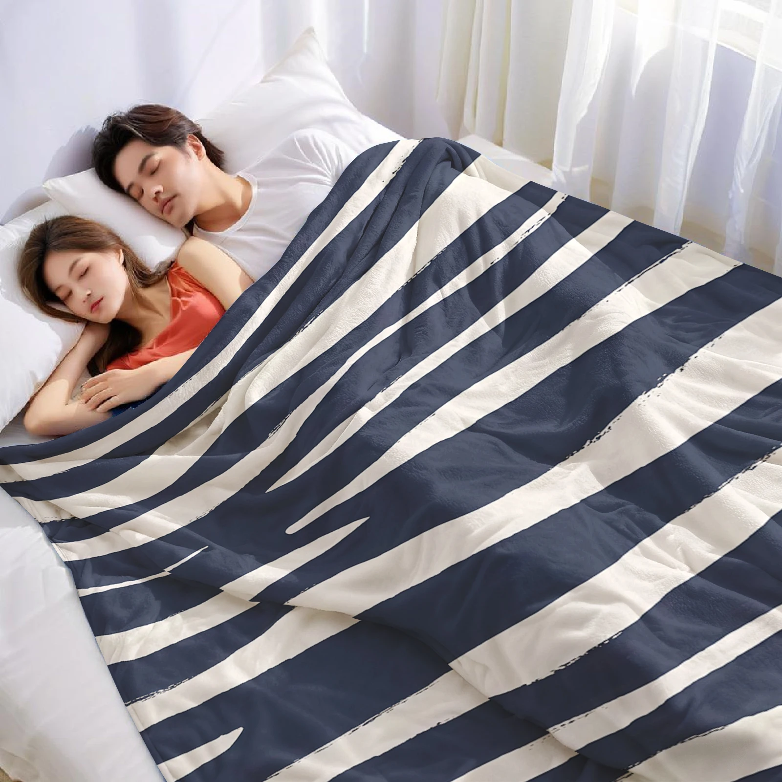 Hand Drawn Zebra Stripe Lightweight Microfiber Soft Christmas Fleece Blanket Warm Cozy Throw for Sofa Office Travel All Season