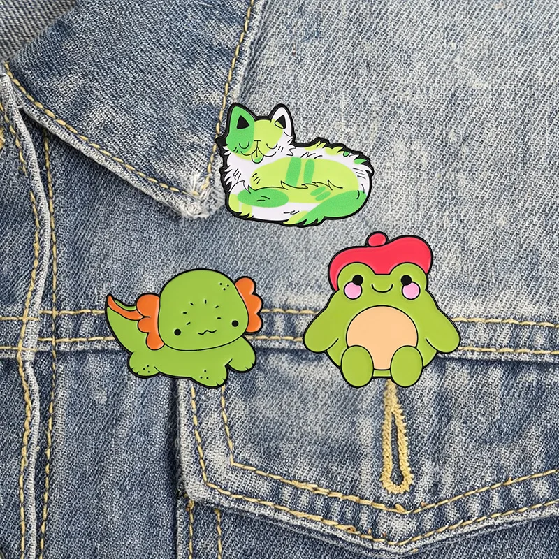 Niedliches Cartoon-Set aus bunten Tier-Emaille-Abzeichen im Kawaii-Meme-Stil, lustiges Zitat-Design, Metallbrosche, Anstecknadel, Accessoire, Geschenk – Detail 7