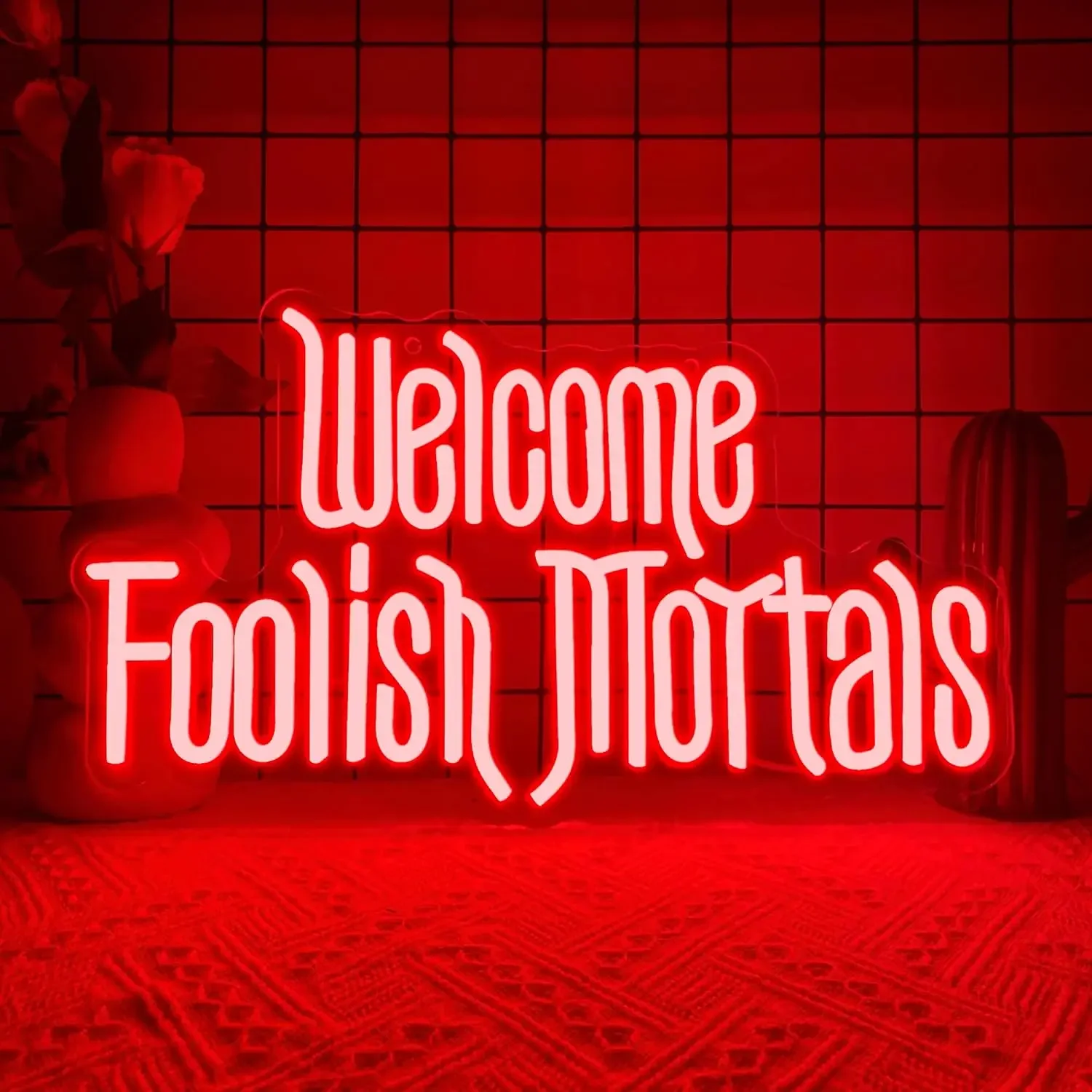 welcome-foolish-mortals-ネオンサイン-usb-電源-led-ネオンサイン-壁装飾-ハロウィンパーティー-お化け屋敷-誕生日プレゼント用
