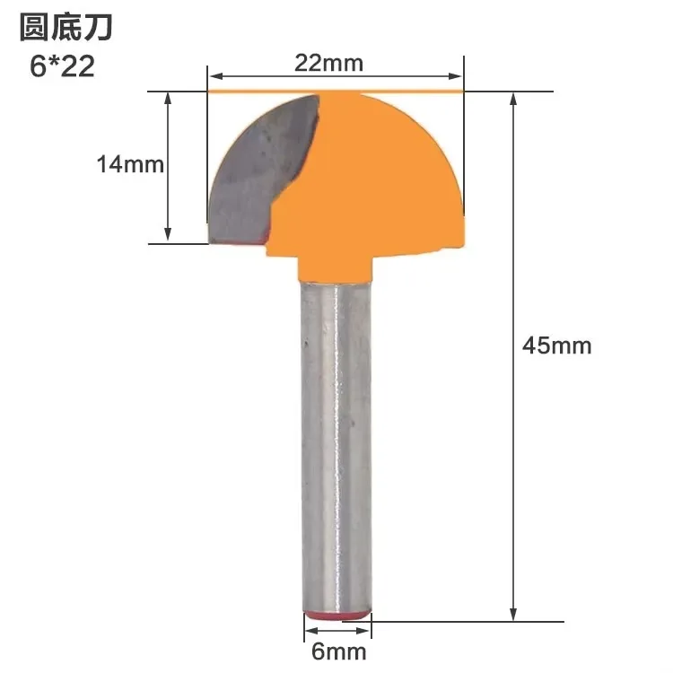 4PC/Set 6MM Shank Milling Cutter Wood Carving Solid Carbide Round Nose Bits Round Nose Cove Core Box Router Bit Shaker Cutter