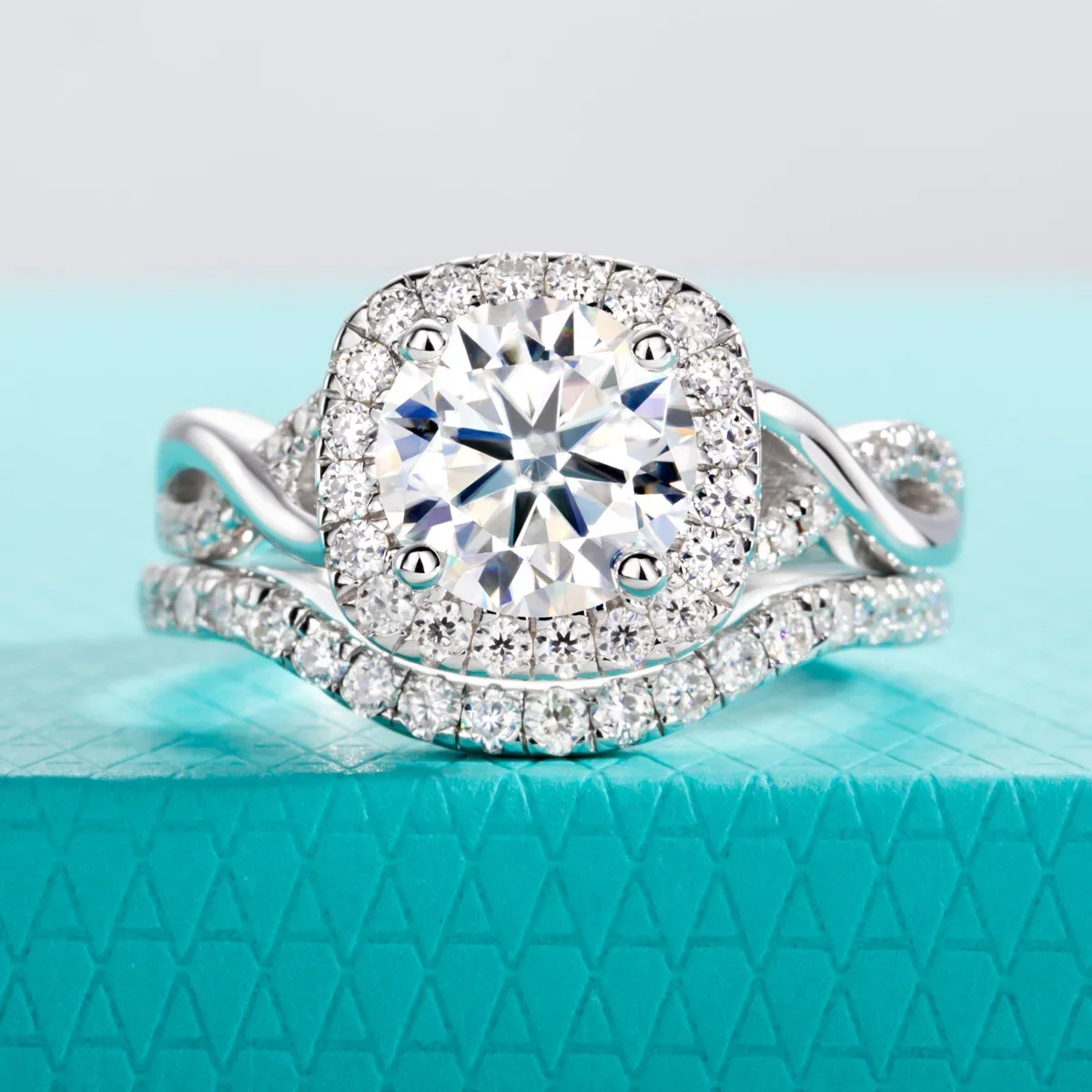 NASIA 2ct D Color Moissanite Halo Engagement Ring 18k Gold Plated S925 Sterling Silver Infinity Bridal Rings for Women 2026
