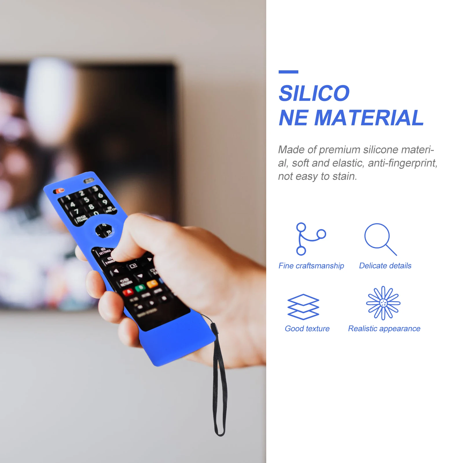 

Silicone Remote Controller Cover Protector Anti Fingerprint Elastic Fit Remotes Hole Accuracy Shock Absorption Lanyard
