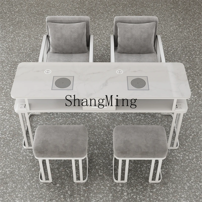 SM household manicure table and chair set with vacuum cleaner socket single and double three-person light luxury manicure table