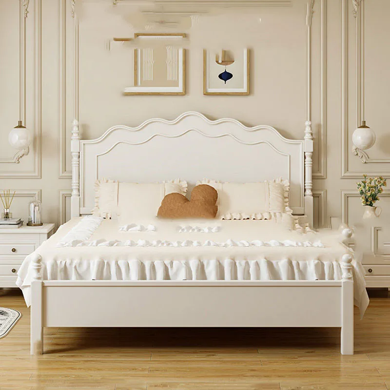 

Frame Wooden Bed Beauty Princess Full Girls Double Queen Loft European Bed Design Space Saving Letto Matrimoniale Home Furniture