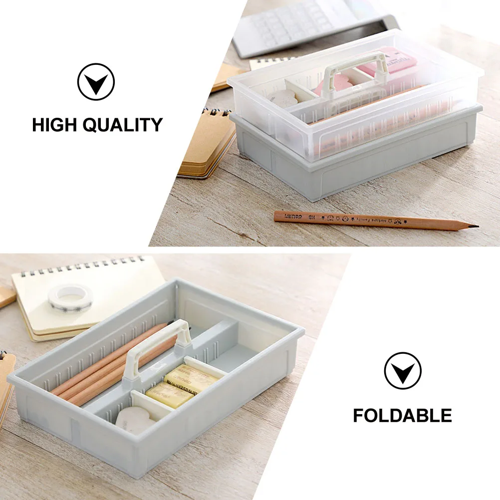 

Foldable Desktop Desk Container Box Office Desktop Storage Box Desk Container Stationery ganizer Stackable Plastic