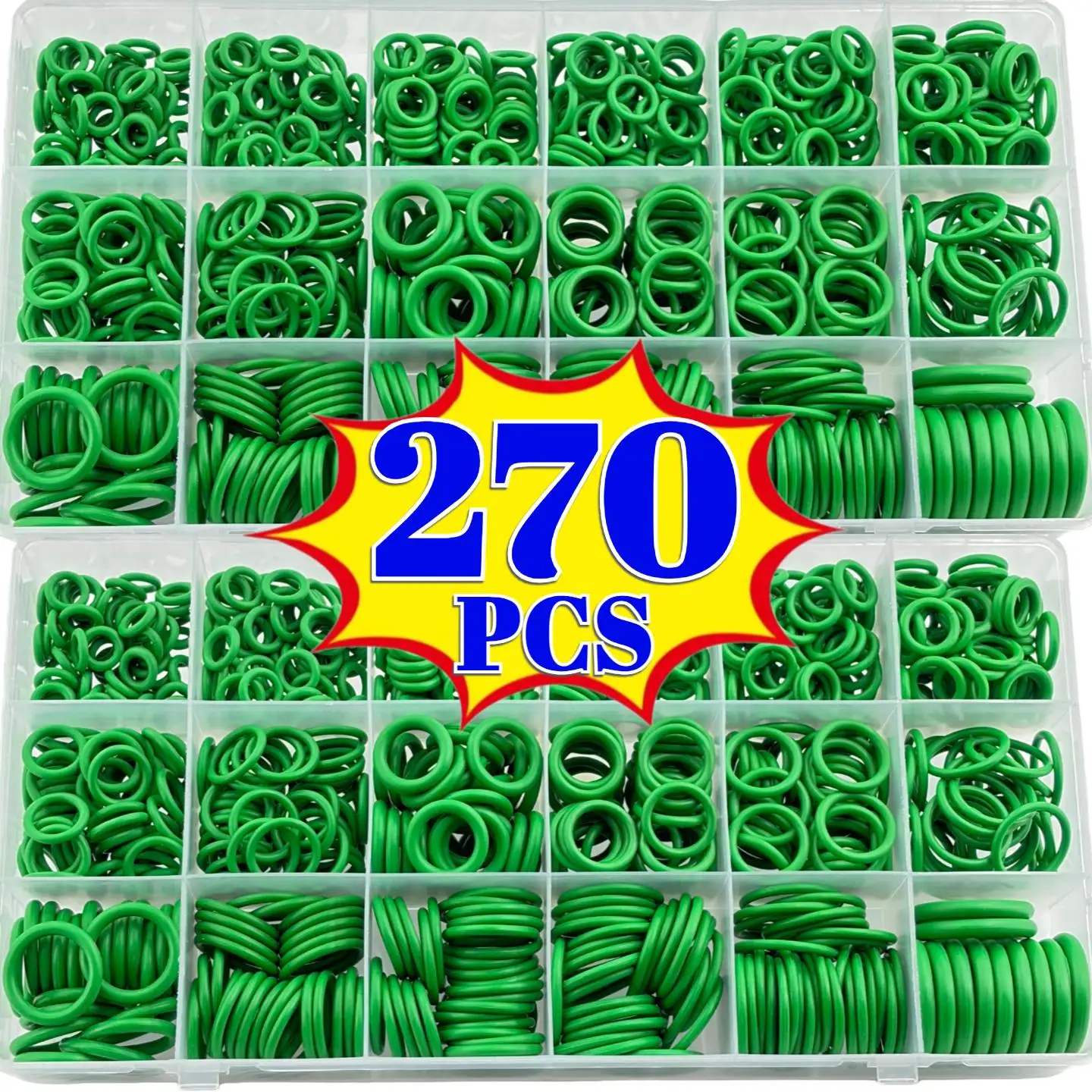 270PCS Green Seals, Repair O-Rings,Bagged/boxed, Nitrile Rubber Gaskets, High-Pressure and High-Temperature Resistant Gaskets