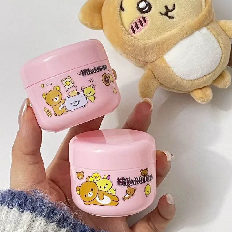

Мини-банка для хранения с героями мультфильмов Rilakkuma для девочек, портативная косметика для путешествий, средства по уходу за кожей, крем для лица, бутылка с крышкой, упаковка