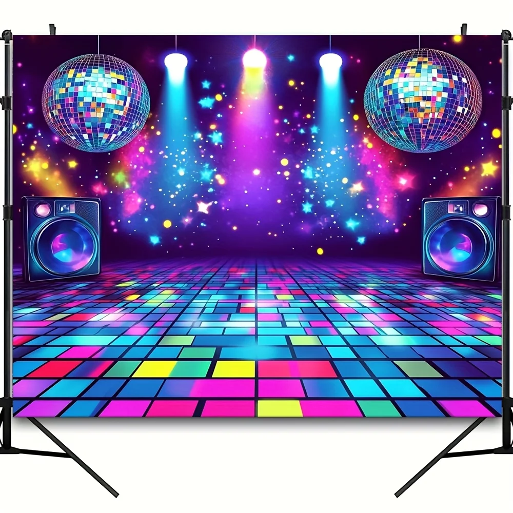 Ein Retro-Partyhintergrund mit 80er- und 90er-Jahre-Motiv – eine lebendige Disco-Tanzszene – Detail 5