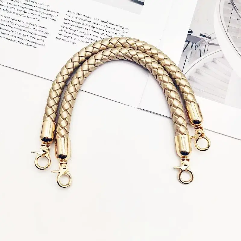 *New 1Pcs DIY Replacement Purse Handle 30cm PU Leather Braided Shoulder Bag Strap Bag Short Handles For Handbag Belt Accessories