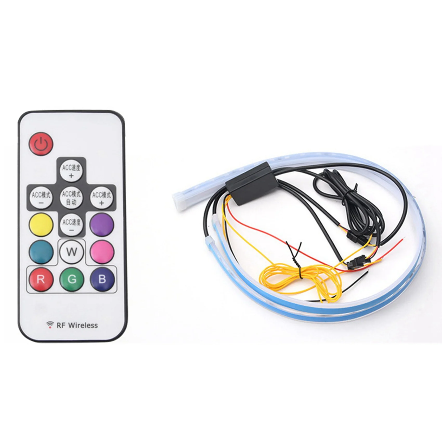 GM LED Daytime Running Lights RGB Two-Color Light Guide Strip Remote Control Colorful Steering Decorative Lights A