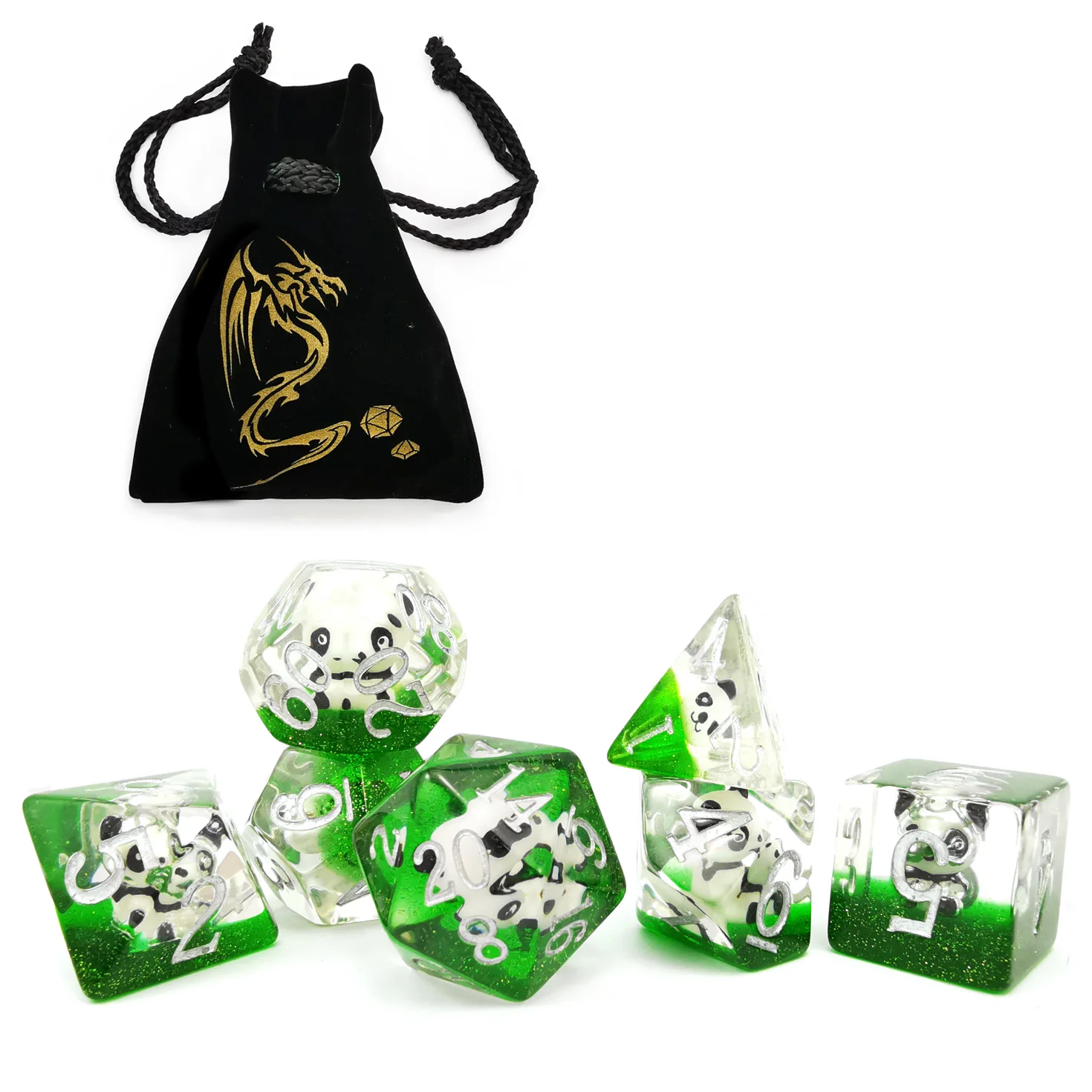 Bescon Oversized DND Animal Dice Set of Panda, Giant 7pcs Panda Polyhedral D&D Dice Set, Big Sized Dungeons and Dragons Dice