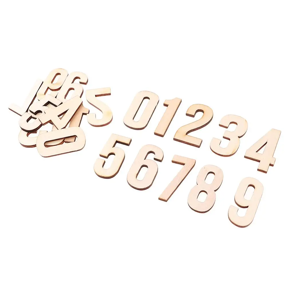 10 Pieces Natural Blank Wood Wooden Numbers Shape Pieces for Kids Arts Crafts DIY Educational Toys