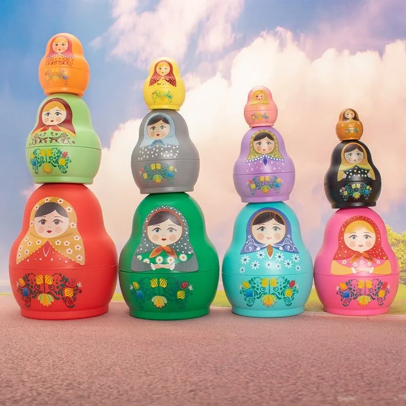 2026 Creative Russian Plastic Doll Matryoshka Doll Toy Children's Cute Cartoon Multi functional Decorative Ornament Doll LJ006