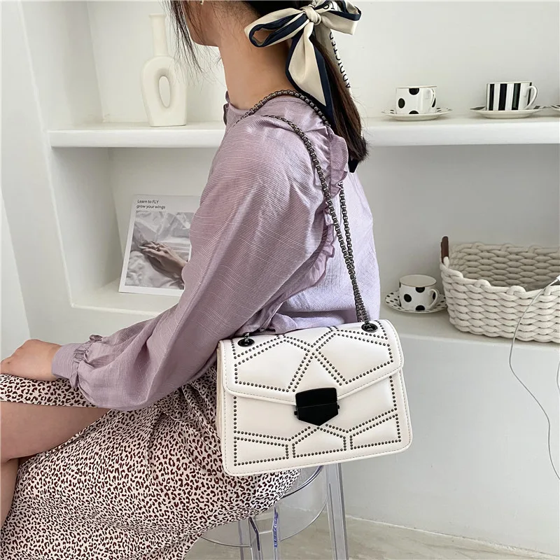 

Retro Small Square Bags Women 2024 New Texture Foreign Air Chain Bags Fashion All Shoulder Crossbody Bag