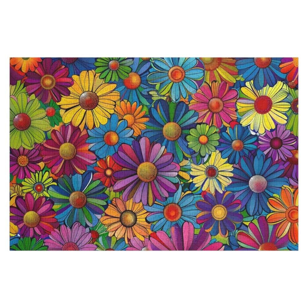 

Colorful hippie flower print Jigsaw Puzzle Photo Personalized Gifts Personalized Gift Married Customized Photo Puzzle