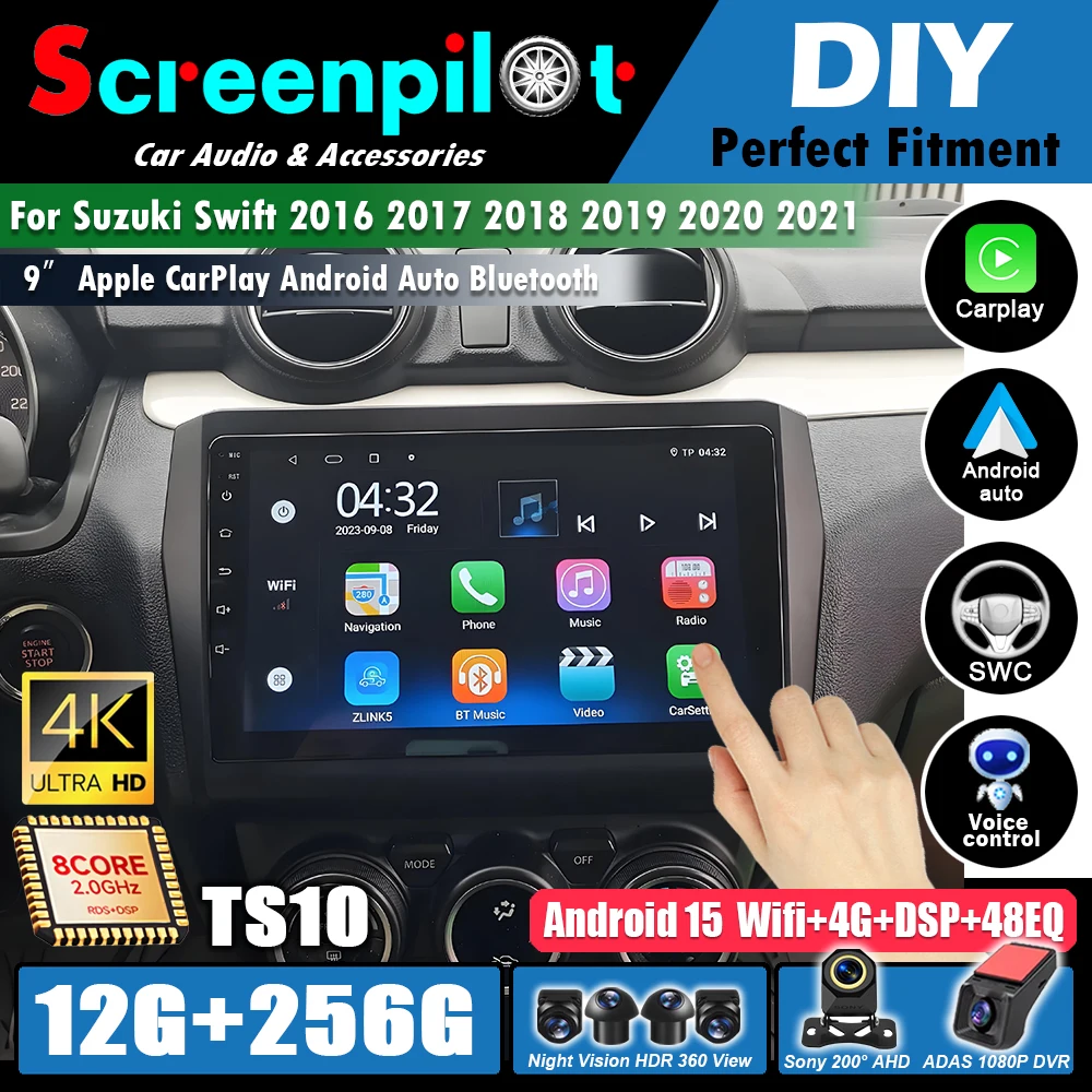 Radio para Auto Android 16 para Suzuki Swift 2017 2018 2019 2020 2021, Estéreo con Wifi, Multimedia, GPS, Navegación, Reproductor de Video, DSP, 2 DIN, Bluetooth