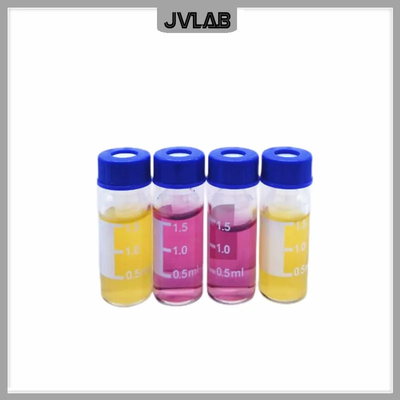 Chromatography Vial Wide-Mouthed Vial with Pre-cutt Septa and Cap 9mm Clear Sample Vials 1.5ml PTFE/Silicone Septa 100 PCS