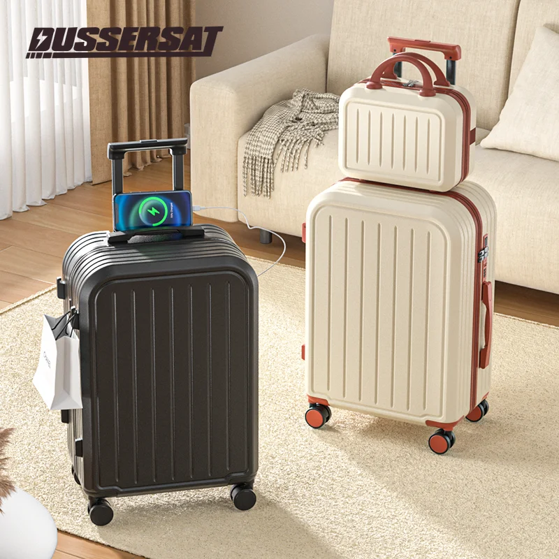 Suitcase 20 22 22 24 26 28-inch Large Capacity Trolley Suitcase with Cup Holder Wheel Suitcase Travel Business Suitcase Set