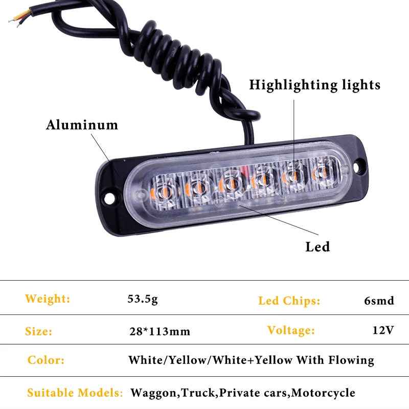 1PC 6LED Strobe Side Marker Indicators Light for Truck Trailer 12-24V Flashing Warning Tail Light Car Signal Brake Lamp Lightbar