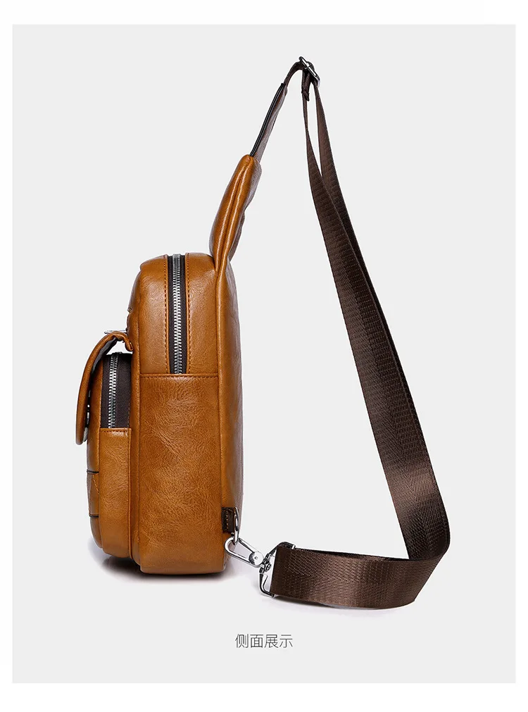 New Men's High-end Retro Chest Bag, Large Capacity Trendy Crossbody Bag, Flip Waterproof Shoulder Bag, Fashionable Shoulder Bag