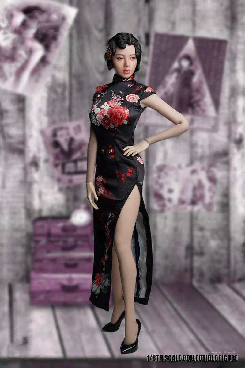 1/6 Scale SFD Chinese Cheongsam Woman Shanghai Singer Female Figure Tall 28cm BJD Action Figure Doll Soft Silicone Model Toys