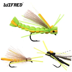 Wifreo 4PCS Trout Fly Foam Body Grasshopper Dry Fly Rainbow Trout Bass Perch Fly Fishing Flies Floating Foam Lures Hopper Fly #4