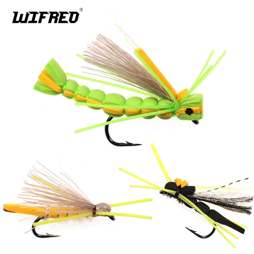 Wifreo-saltamontes de cuerpo de espuma para trucha, perca de trucha arcoíris, lubina, señuelos de espuma flotantes, Mosca de tolva #4, 4 unidades