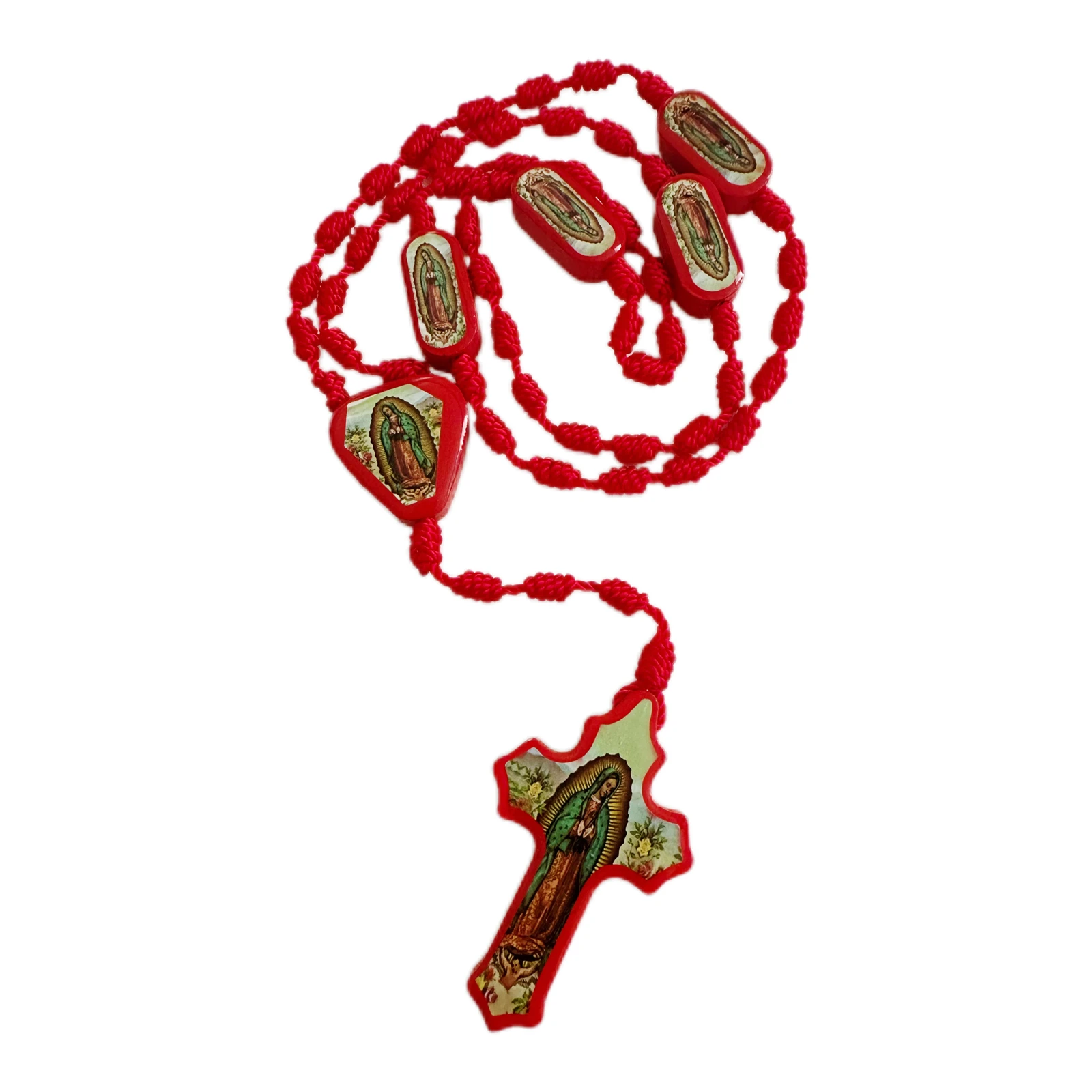 Rosario de San Judas Virgen María, Rosario anudado hecho a mano, collar católico, colgante de Cruz, abalorio de bendición de protección, 1 ud.