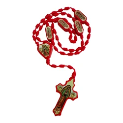 1Pc Rosary Saint Jude Virgin Mary Handmade Knotted rosary Catholic Necklace Cross Pendant Protection Blessing Charm