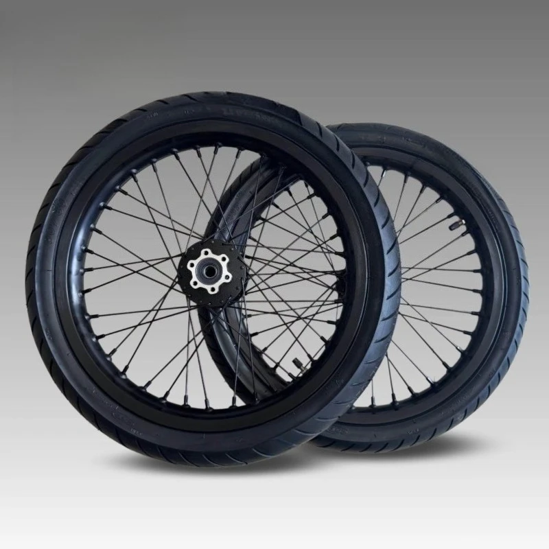 X 17 Inch Wheel Set Front Rear Black Rim Tire Assembly for Parts Dealer