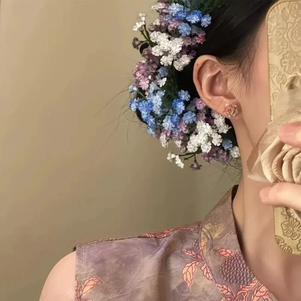 

Sweet Starry Sky Flower Hiar Stick Bohemian Simulation Flower Chinese Style Side Clip Fairy Hair Fork Bride Hair Accessories