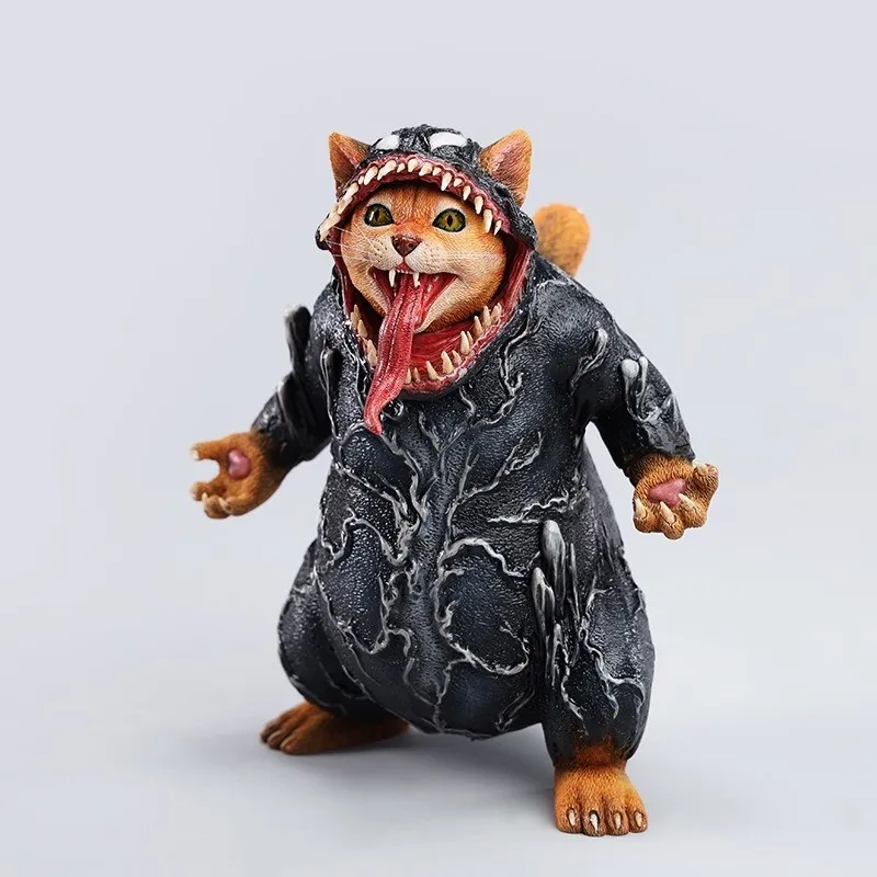 

Venom cat, simulated cat model creative animal tide play figure resin tabletop ornament