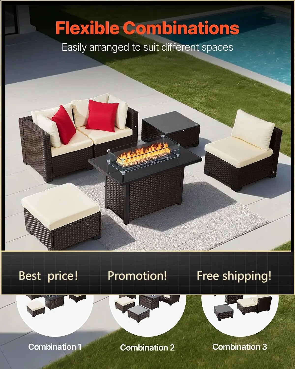 2025 Upgraded 6-Piece Wicker Patio Furniture Set with Protective Glides, Non-Scratch Pads, High Back Outdoor Sofa, All-Weather W