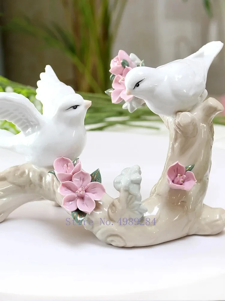 Nordic Creative Retro Home decoration ceramics Little bird White pigeon Branch Home Decorative ornaments Desktop decoration