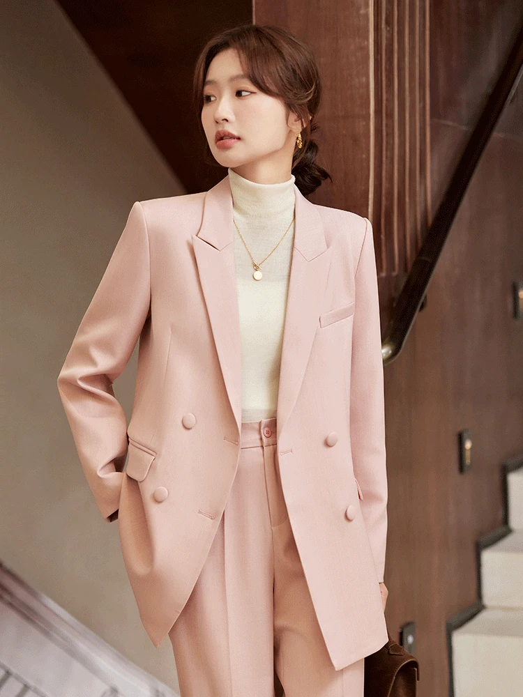 Ele Profional Damespakset Woon-werkkleding Lente Herfst Nieuwe Sle Casual Personali Double Breasted Jas