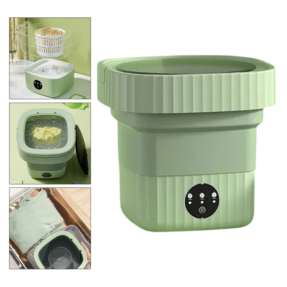 Efficient 6L Folding Washer Portable Mini Washing Machine with Integrated Spin Dryer for Fast Drying on the Road