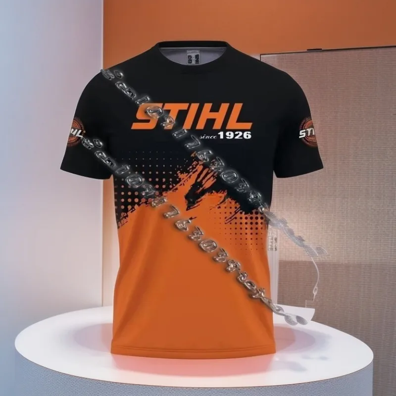 

Мужская быстросохнущая футболка с принтом STIHL, удобная для спорта и отдыха, дышащая, впитывающая пот, гоночный топ с короткими рукавами, мото