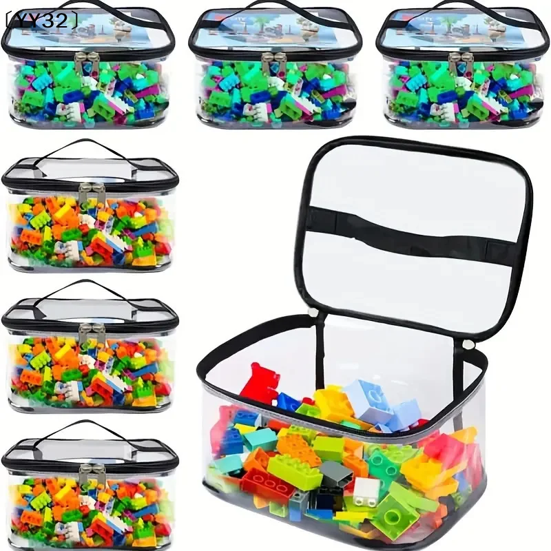 1/2pcs Large Capacity Transparent Mesh Zipper Toy Storage Bag Puzzle Block Organizer Ideal For Toy Building Block Storage〔YY32〕