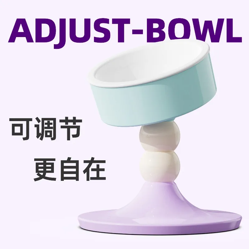 Pet feeding adjustable height angle cat and dog bowl protects cervical spine cat food basin and prevents overturning ceramicbowl