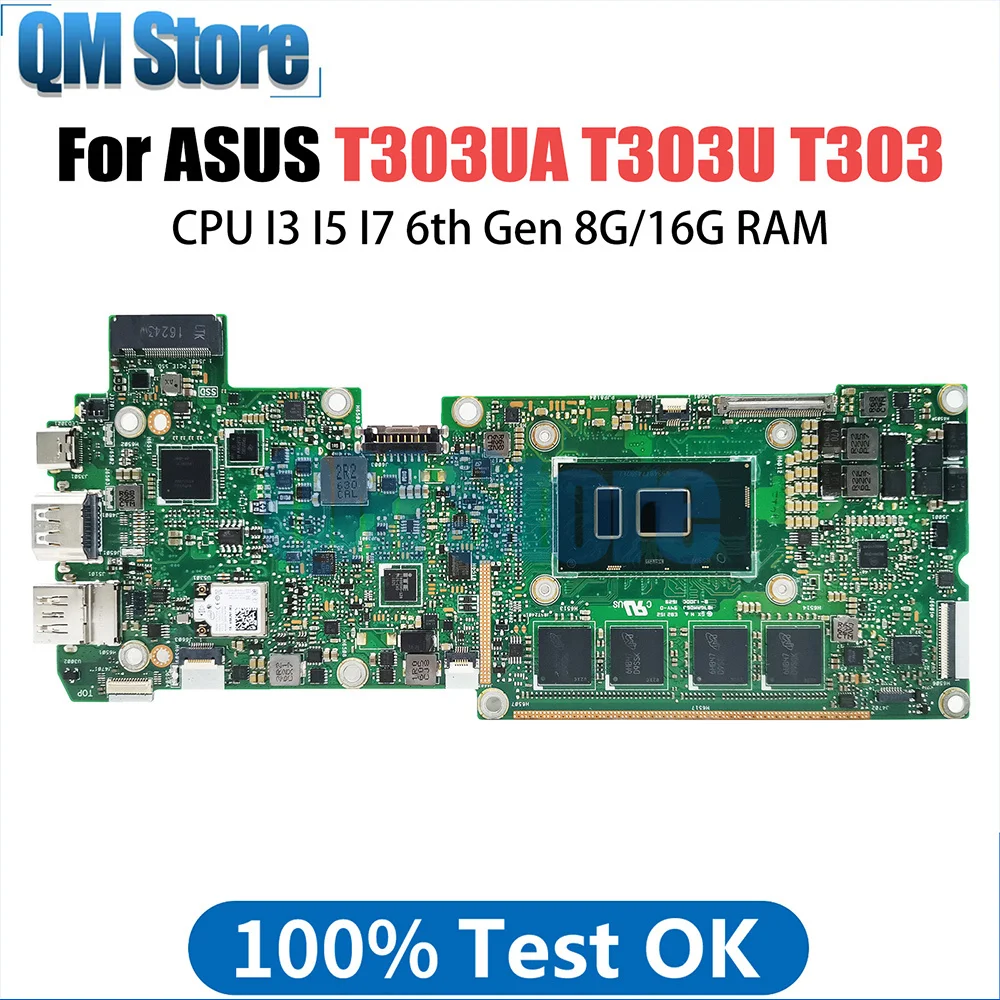 

T303UA Mainboard For ASUS Transformer 3 Pro T303U T303 Laptop Motherboard CPU I3 I5 I7 6th Gen 8G 16G RAM