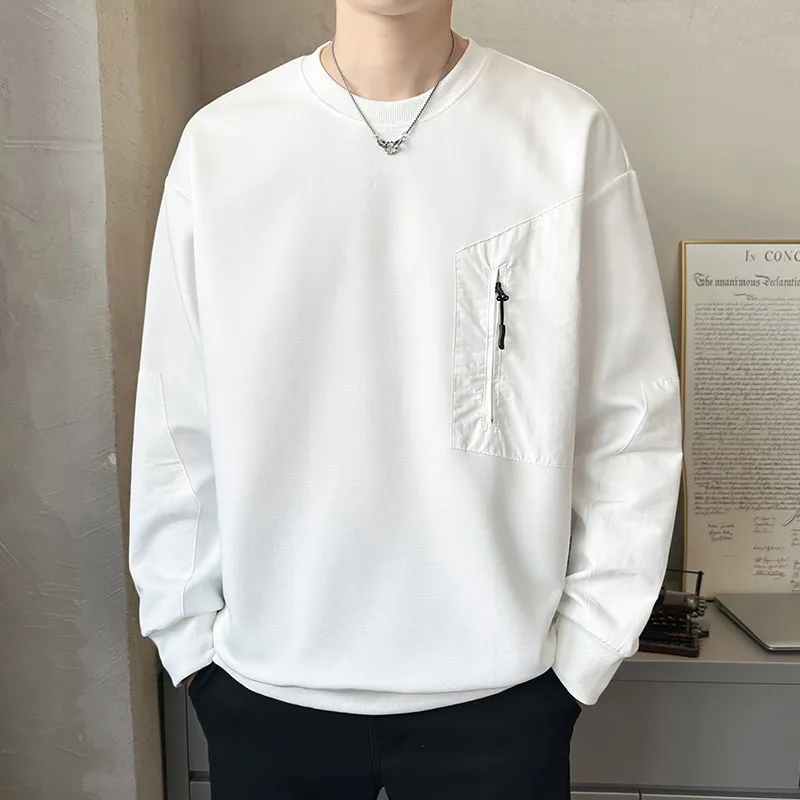 

Мужская повседневная модная толстовка на молнии с круглым вырезом и вставками, весенняя, трендовая, в уличном стиле, универсальная, удобная базовая модель