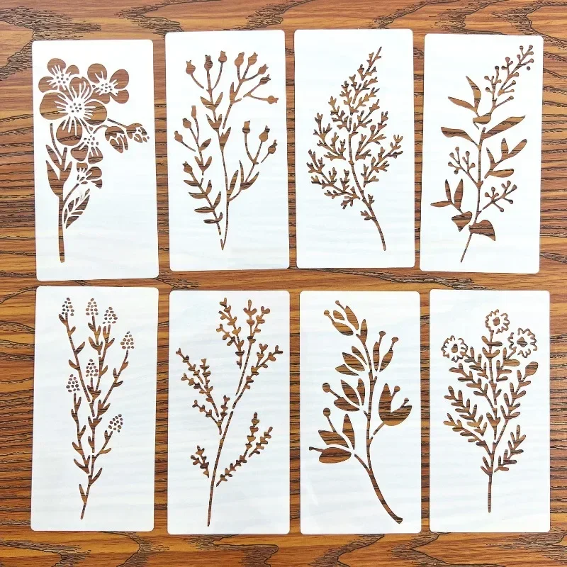 18pcs DIY Floral Painting Stencils Reusable Plastic Templates for Wood,Paper-Craft Supplies for Spray Painting and Doodling