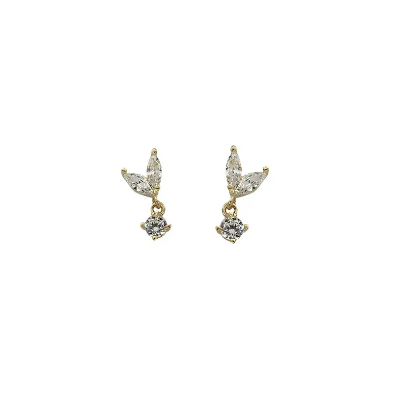 S925 Sterling Silver Electroplated 14k Gold Exquisite Butterfly Zircon Stud Earrings For Women Personality Versatile Jewelry