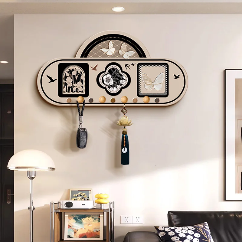 Medieval style entrance entrance entrance wall hanging key hook bedroom coat rack advanced sense storage hanging painting