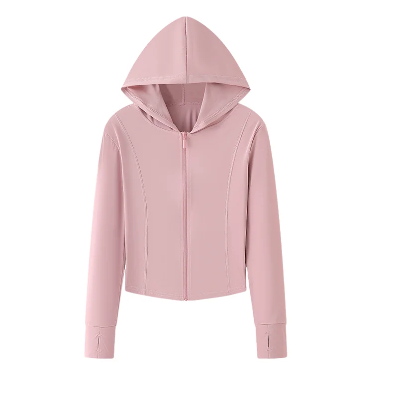 Women's Fashion Sweatshirt - 2024 Ice Silk Sun Protection Hoodie, Open Placket, Slim Long Sleeves