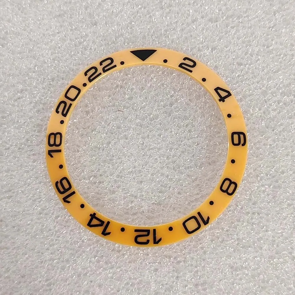 إطار ساعة أصفر القطر الخارجي 38 ملم القطر الداخلي 30.5 ملم بدون حواف مضيئة ملحقات الساعة